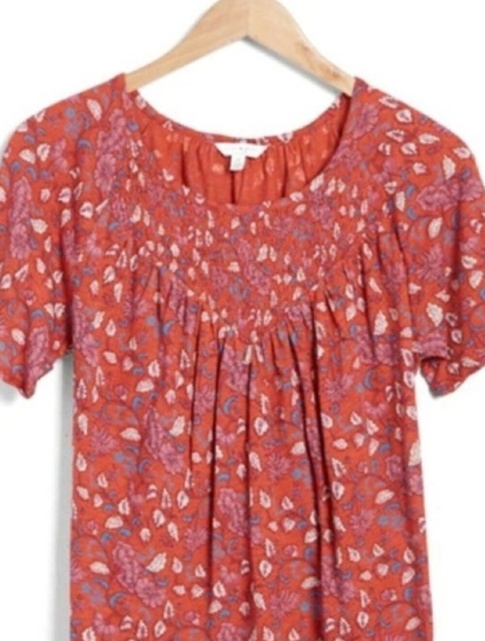 Lucky Brand Red Floral Peasant Top